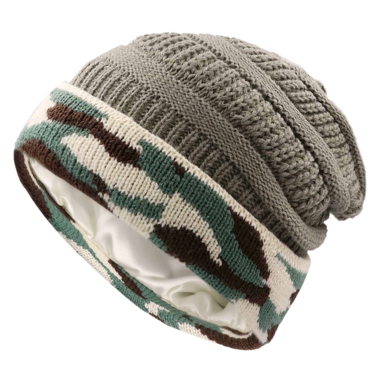 Women’s Silk-Satin Lined Chunky Knit Beanie