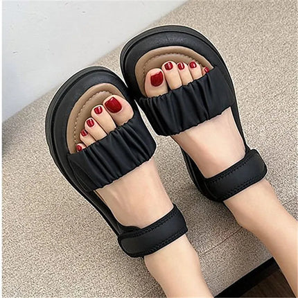 Women’s Thick Sole Cross Slide Slippers – Open Toe Summer Outdoor Flats