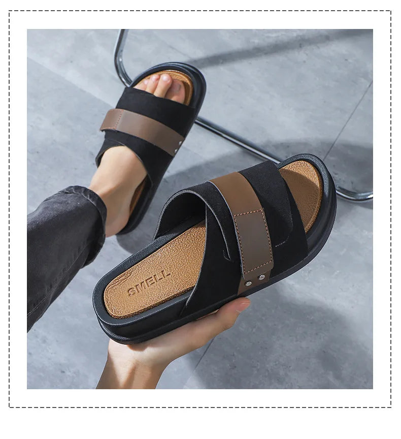 Men’s EVA Flat Slides – Lightweight Non-Slip Summer Beach Sandals-HighTouch
