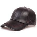 Solid Genuine Leather Snapback Baseball Cap-HighTouch