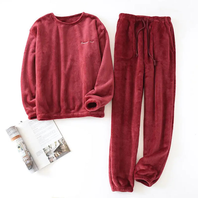 Thick Velvet & Flannel 2-Piece Pajama Set Men