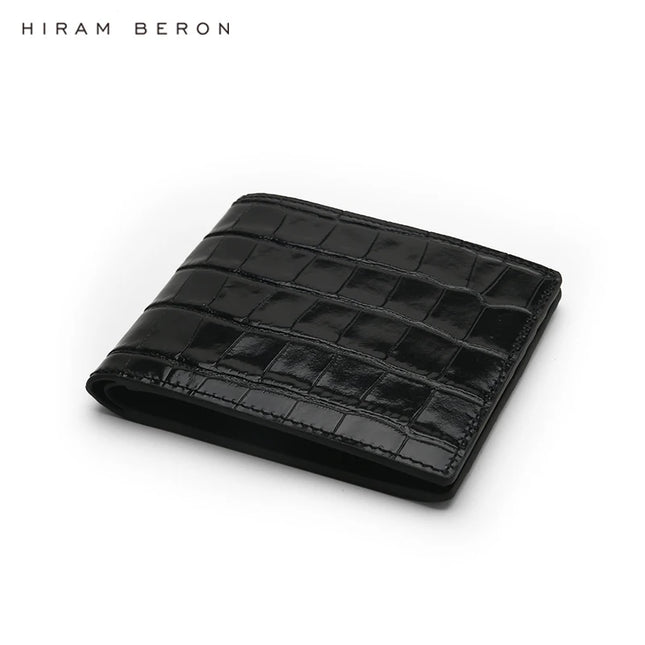 Hiram Beron Custom Name Crocodile Pattern Leather Wallet