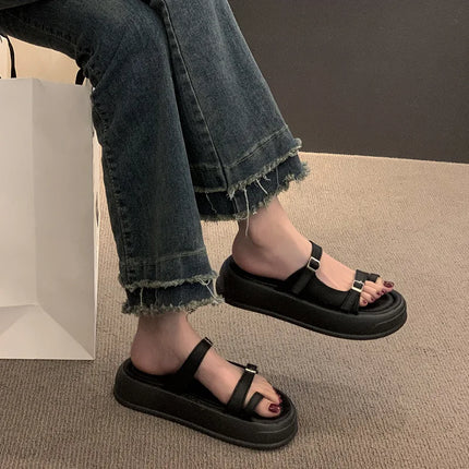 Beach Sandals for Women | Thick Sole Korean Fairy Style Toe Slippers