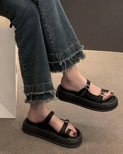 Beach Sandals for Women | Thick Sole Korean Fairy Style Toe Slippers