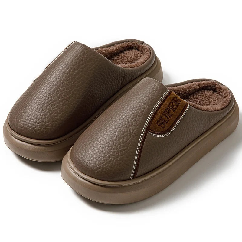 Men's Extra Large Winter Indoor Slippers – HeatTech Non-Slip Thick Sole with Printed Design