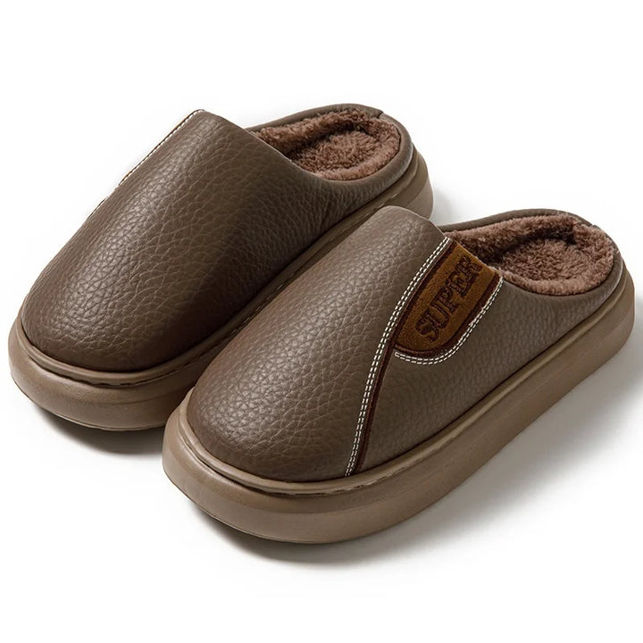 Men's Extra Large Winter Indoor Slippers – HeatTech Non-Slip Thick Sole with Printed Design-HighTouch