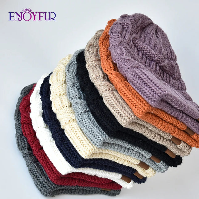 Women’s Faux Fur Pom Slouchy Knit Beanie