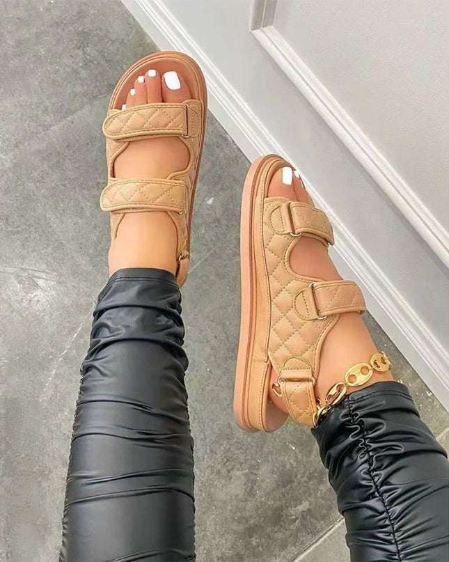Double Strap Women’s Flat Sandals – Soft Outdoor Summer Beach Shoes