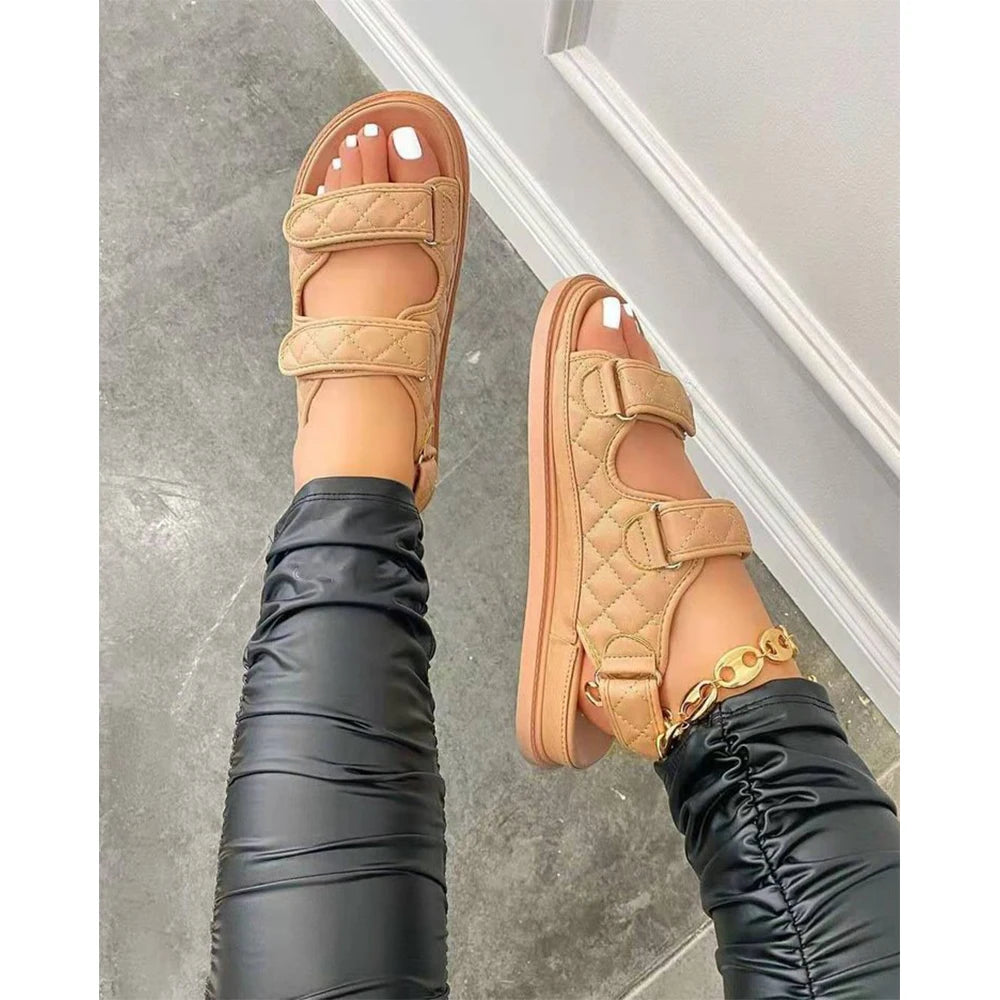 Double Strap Women’s Flat Sandals – Soft Outdoor Summer Beach Shoes
