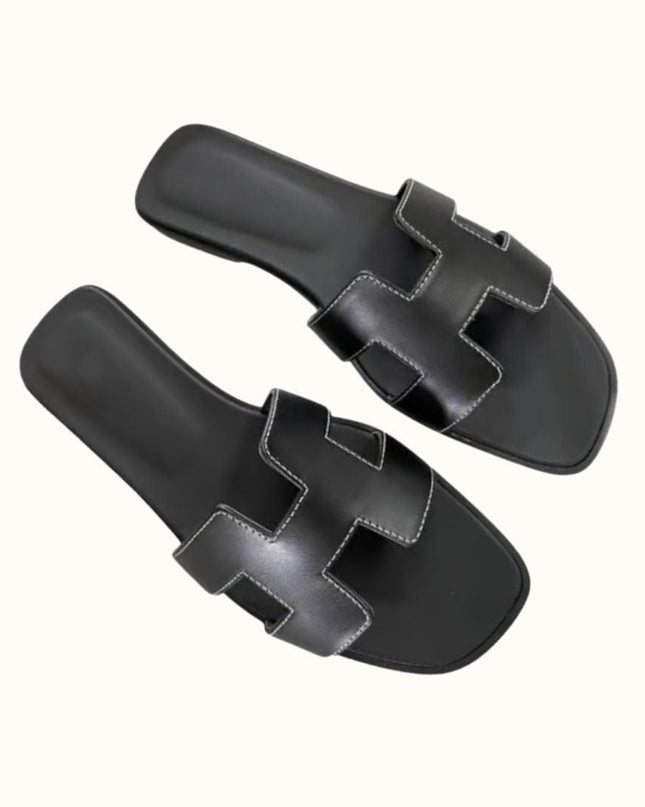 H Design Sandal – Premium Faux Leather Slip-On Sandals