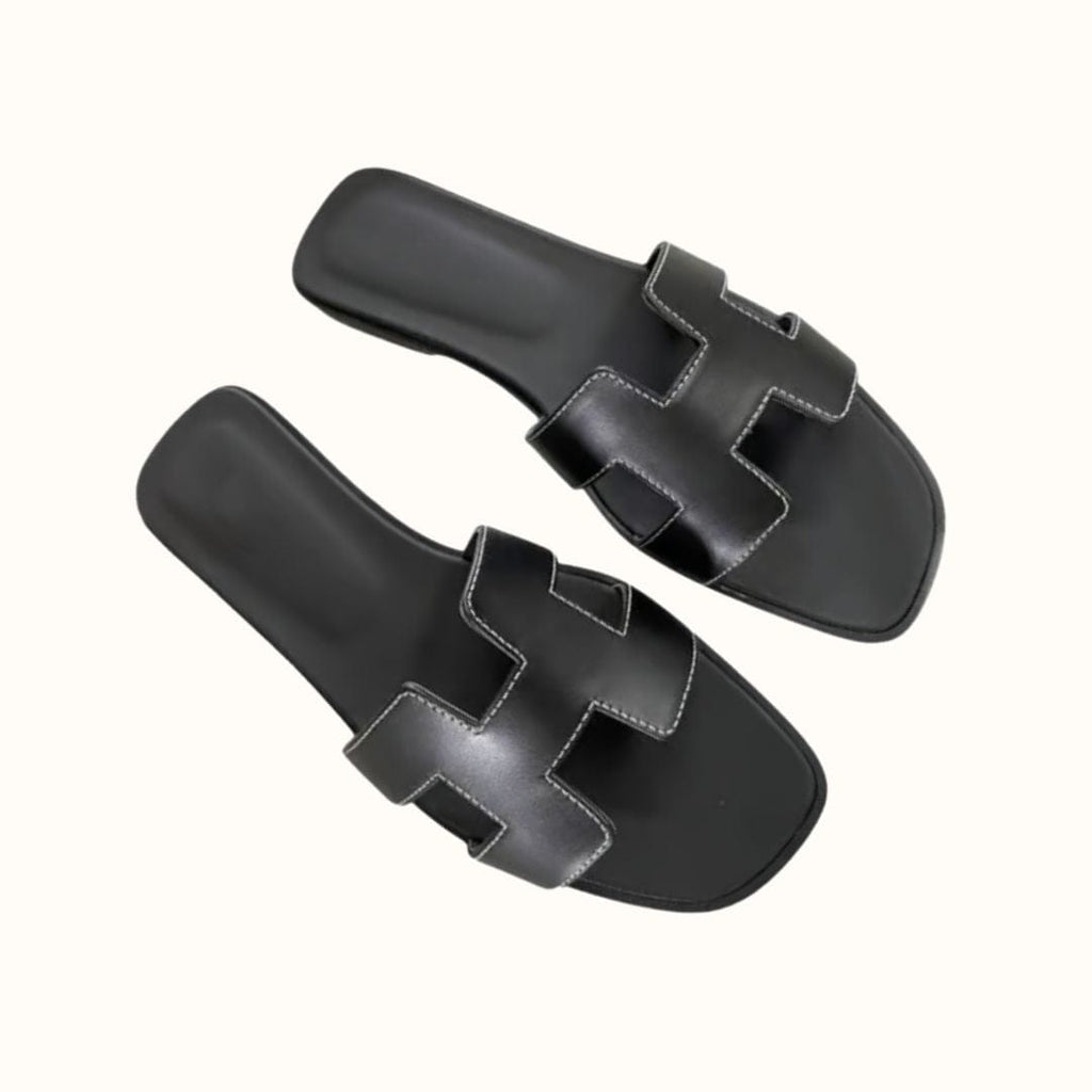 H Design Sandal – Premium Faux Leather Slip-On Sandals-HighTouch