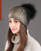 Gold Black pom pom