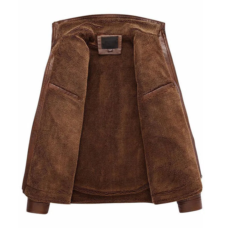 Leather Jacket Men Winter - Thicken Warm Coat-HighTouch