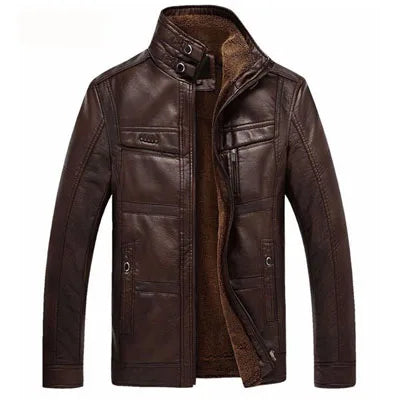 Leather Jacket Men Winter - Thicken Warm Coat-HighTouch