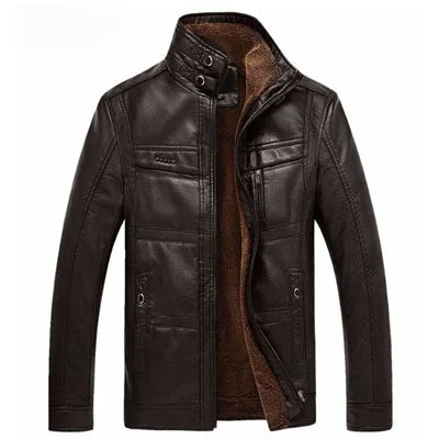 Leather Jacket Men Winter - Thicken Warm Coat