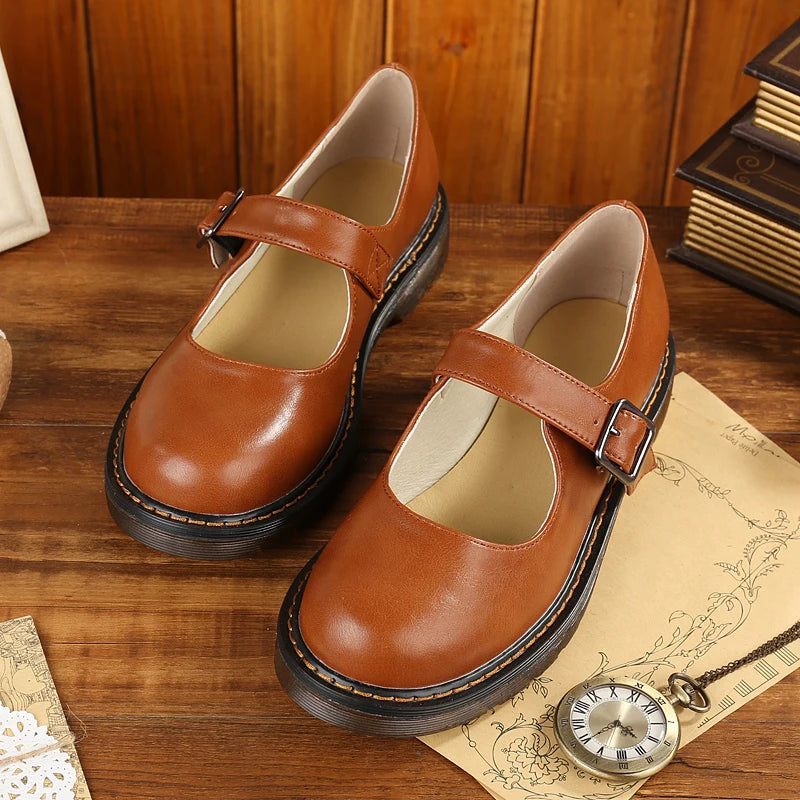 Vintage JK Uniform Platform Shoes Women-HighTouch