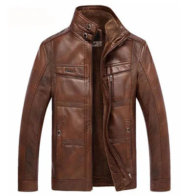 Leather Jacket Men Winter - Thicken Warm Coat