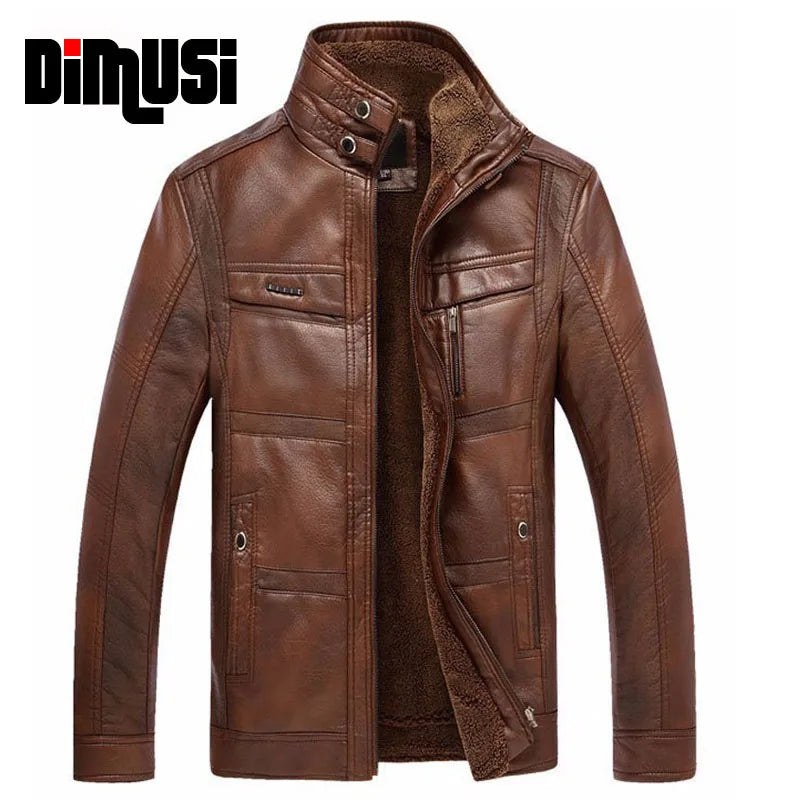 Leather Jacket Men Winter - Thicken Warm Coat