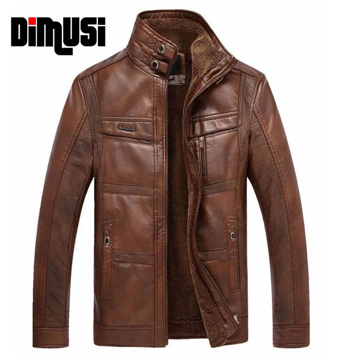 Leather Jacket Men Winter - Thicken Warm Coat-HighTouch