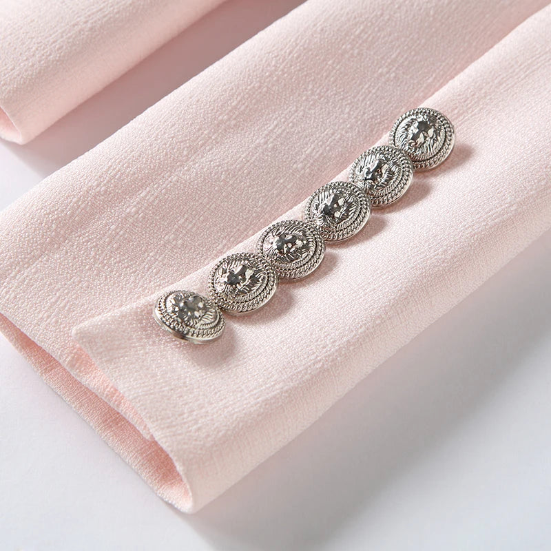 Women’s Slim Fit Blue Blazer – Long Sleeve Office Jacket with Pockets