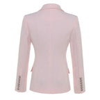 Women’s Slim Fit Blue Blazer – Long Sleeve Office Jacket with Pockets-HighTouch
