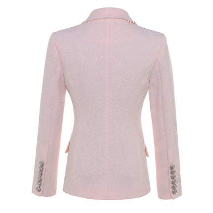 Baroque Double-Breasted Women's Blazer with Silver Lion Buttons
