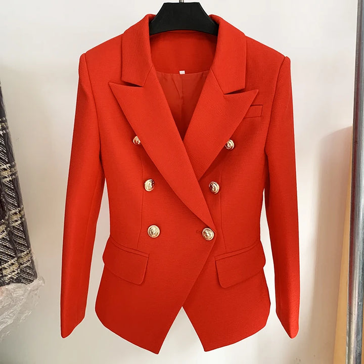 Women’s Slim Fit Blue Blazer – Long Sleeve Office Jacket with Pockets-HighTouch