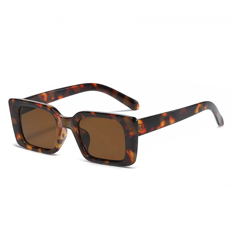 SO&EI Small Rectangle Leopard Sunglasses – Unisex Trendy UV400 Shades