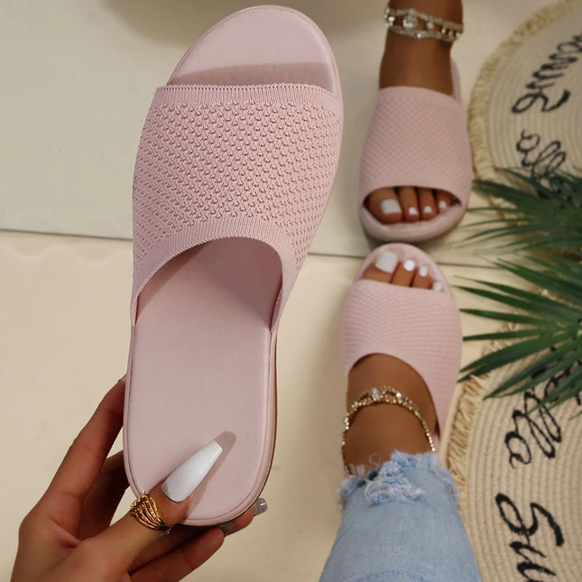 Women’s Platform Slip-On Wedge Sandals – All-Season PU Outdoor Shoes