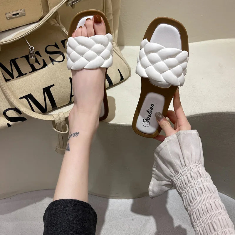 Women's Woven Flat Slide Sandals-HighTouch