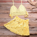 Liora - Women Crochet Halter Bikini Cover Up Set