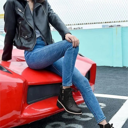 Women’s Chunky Heel Ankle Boots – Stylish Comfort & Lift