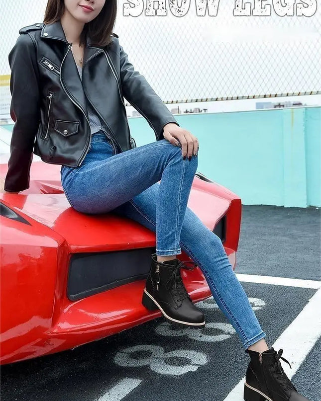 Women’s Chunky Heel Ankle Boots – Stylish Comfort & Lift