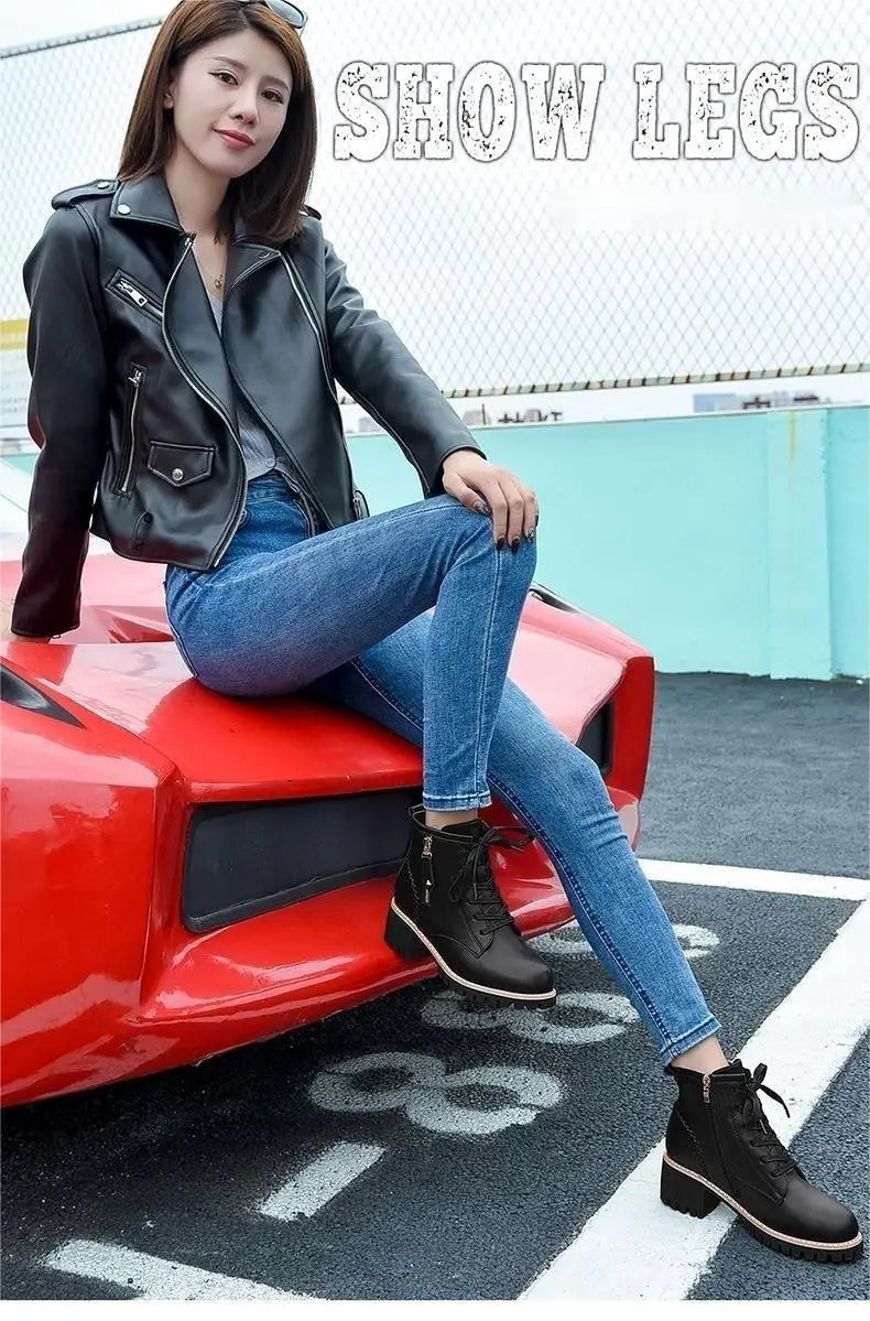 Women’s Chunky Heel Ankle Boots – Stylish Comfort & Lift