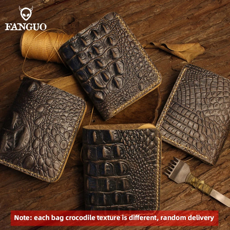 Retro Alligator Pattern Handmade Leather Wallet