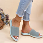 Women’s Platform Slip-On Wedge Sandals – All-Season PU Outdoor Shoes-HighTouch