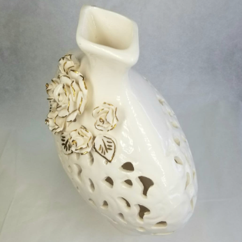 White Ceramic Flower Vase - HighTouch 