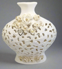 White Ceramic Flower Vase - HighTouch 