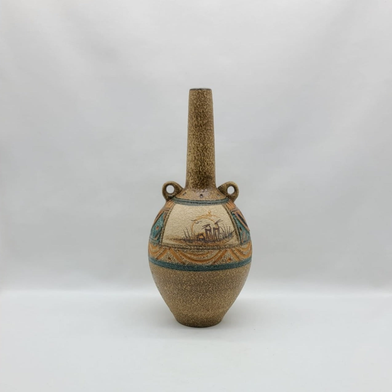 Hand made two handle ceramic vase