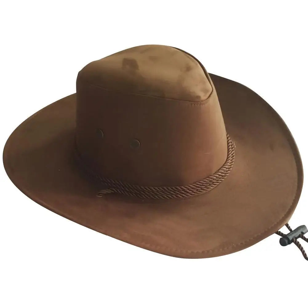 Western Cowboy Hat for Men – Wide Brim Breathable Adjustable Fit Summer Sun Protection-HighTouch