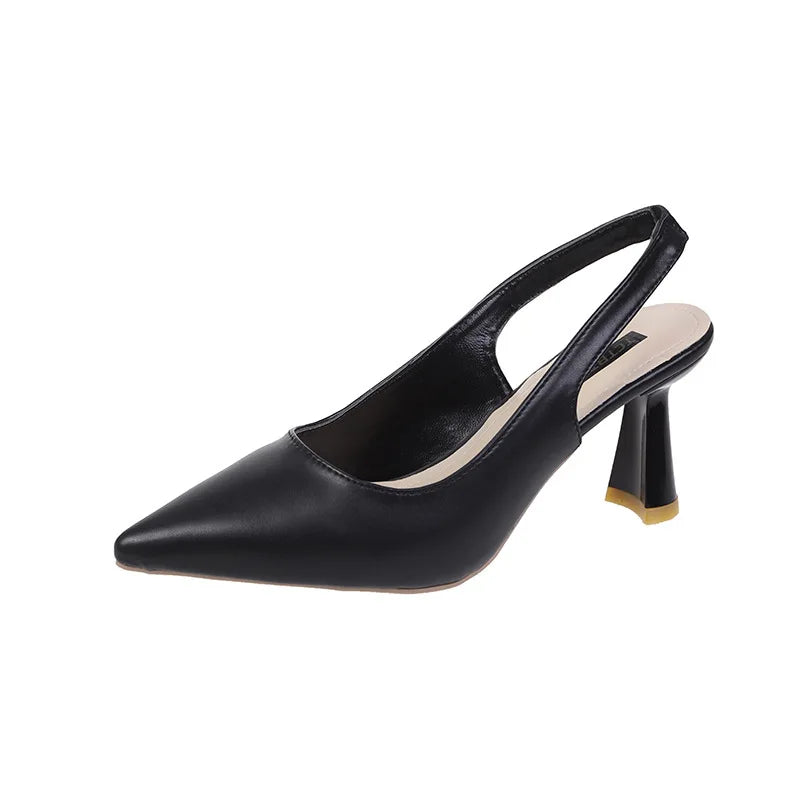 Women’s Pointed Thin Heel Sandals | Shallow Mouth Slip-On Summer Heel-HighTouch
