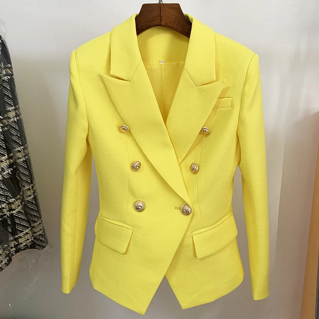 Women’s Slim Fit Blue Blazer – Long Sleeve Office Jacket with Pockets