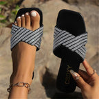 Women's PU Flat Sandals – Outdoor House Slippers & Fashion Beach Slides-HighTouch
