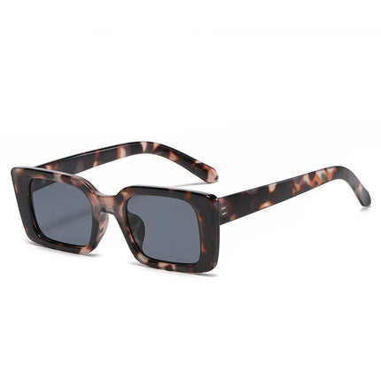 SO&EI Small Rectangle Leopard Sunglasses – Unisex Trendy UV400 Shades