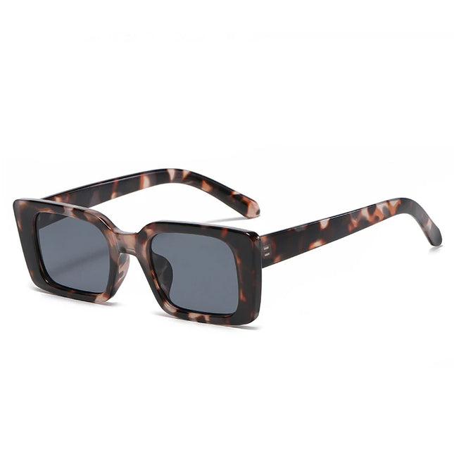 SO&EI Small Rectangle Leopard Sunglasses – Unisex Trendy UV400 Shades