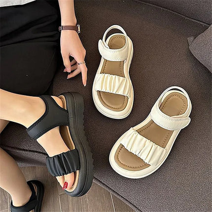 Women’s Thick Sole Cross Slide Slippers – Open Toe Summer Outdoor Flats