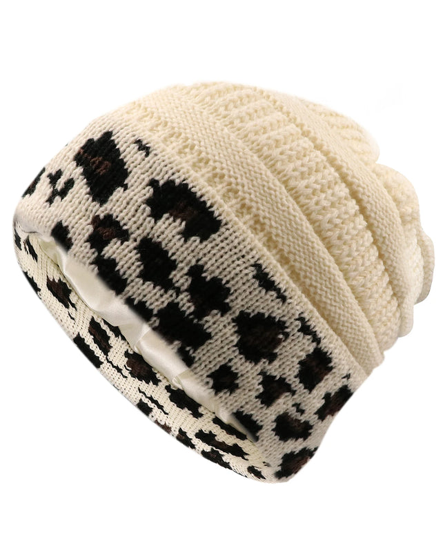 Women’s Silk-Satin Lined Chunky Knit Beanie