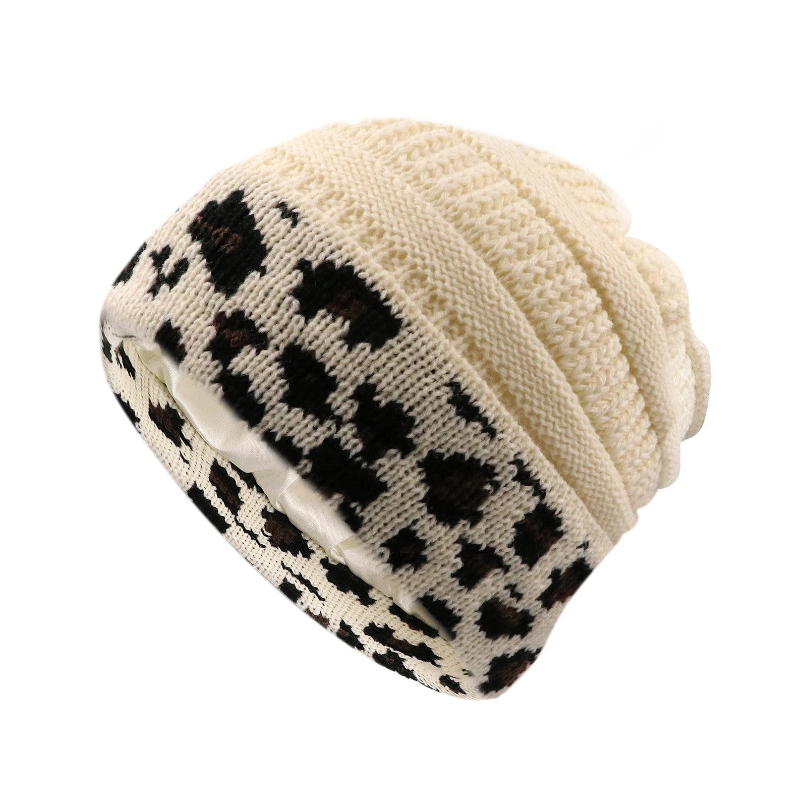 Women’s Silk-Satin Lined Chunky Knit Beanie