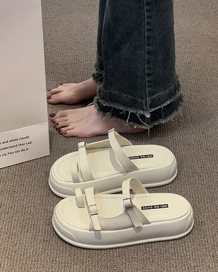 Beach Sandals for Women | Thick Sole Korean Fairy Style Toe Slippers