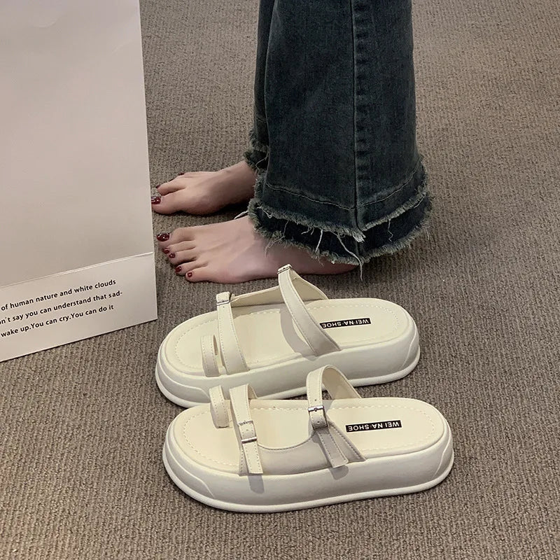 Beach Sandals for Women | Thick Sole Korean Slippers